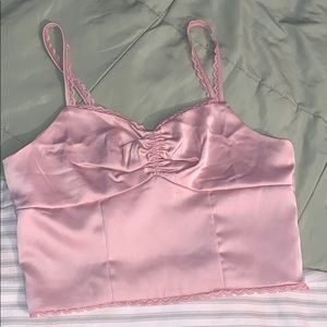 WORN ONCE PAC SUN SCRUNCHED PINK CROP TOP